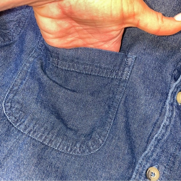 Wrangler Men’s Denim Trucker Jacket Blue Polyester Lined L Chambray Shacket - Picture 10 of 10